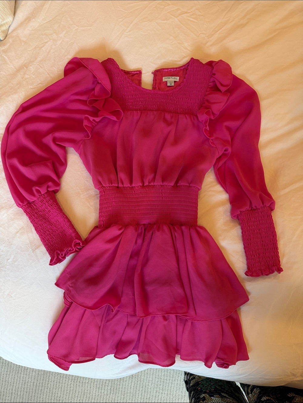 Habitual Hot Pink Layered Ruffle Dress for Girls